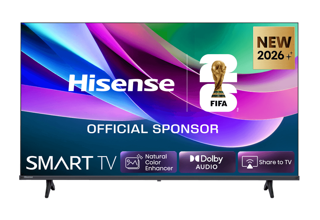 Hisense Smart TV mit FIFA WM 2026 Logo, Sponsor-Anzeige.