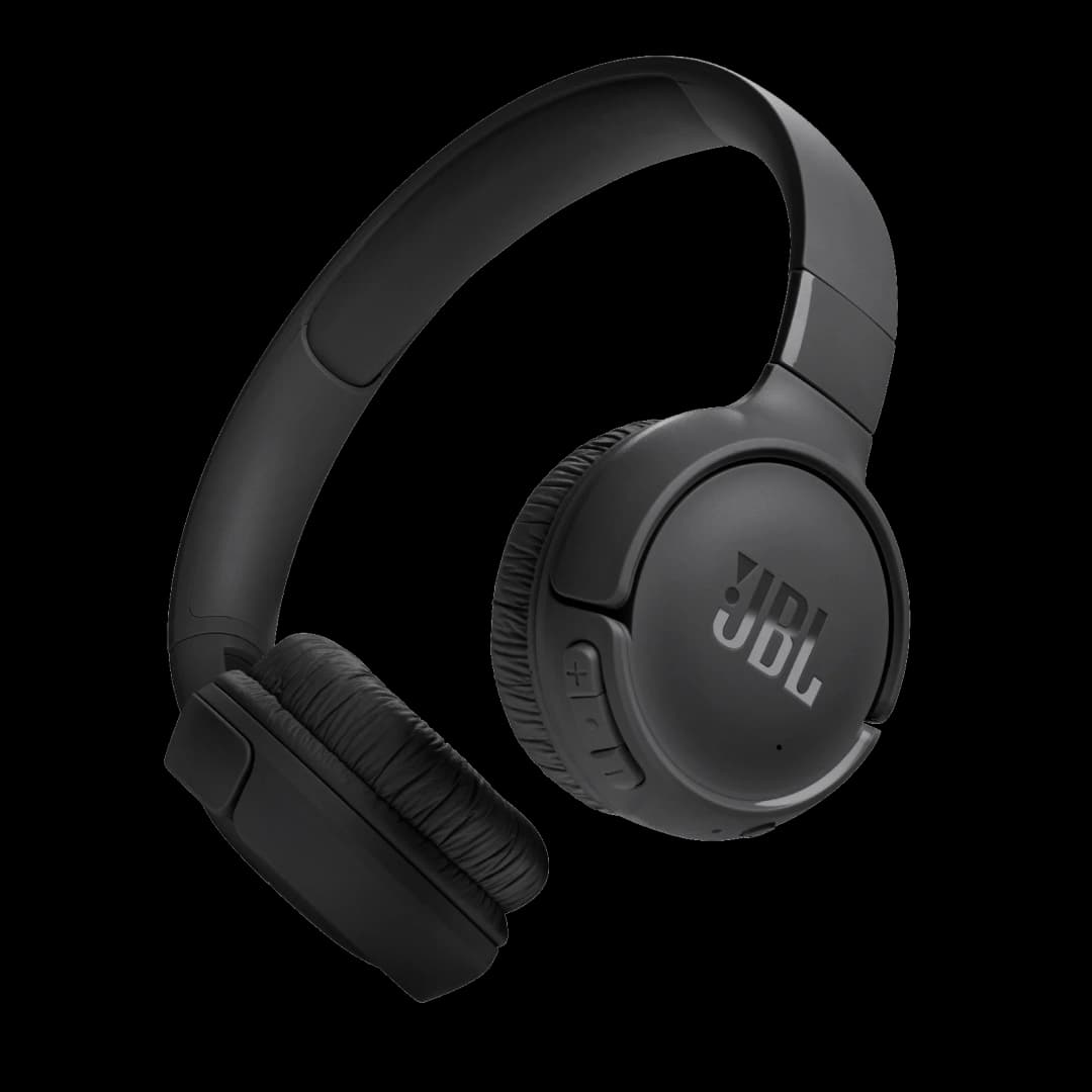 Schwarze JBL-Kopfhörer mit gepolsterten Ohrmuscheln und verstellbarem Kopfbügel.