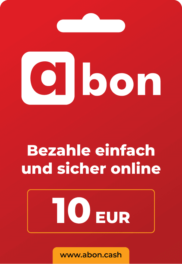 Rote Karte mit dem Logo von 'a bon' und dem Wert 10 EUR.