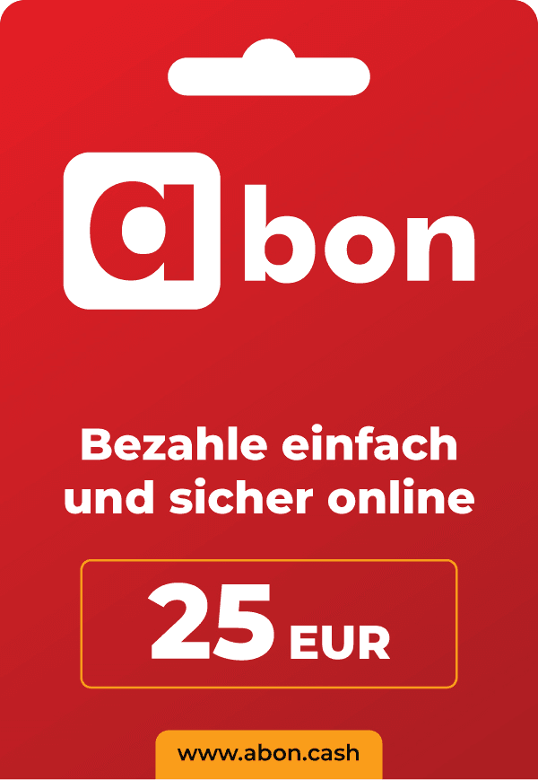 Rote Geschenkkarte mit weißem Logo und Schriftzug „a bon“. Preis 25 EUR.