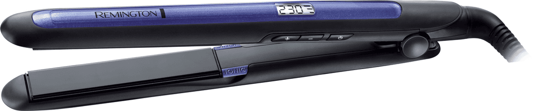 Schwarzer und blauer Haarglätter. Das Wort 'Remington' ist sichtbar.